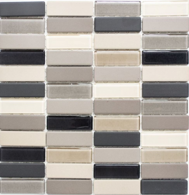 Mosaic tile ceramic light beige gray rods unglazed glass MOS24-CUSTG61_f