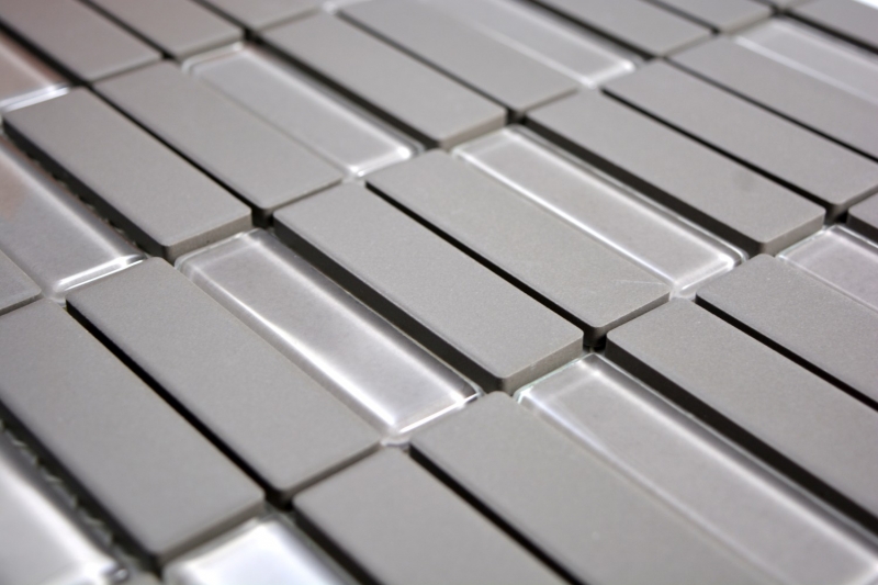 Mosaic tile ceramic rods gray unglazed glass MOS24-0204_f
