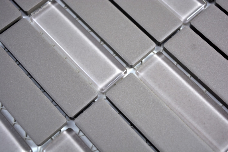 Mosaic tile ceramic rods gray unglazed glass MOS24-0204_f