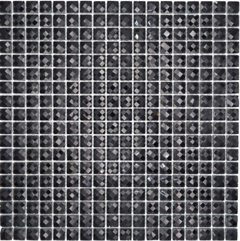 Glass mosaic QUADRAT CRYSTAL GLITTER BLACK / 10 mosaic tiles MOS130-B824_f