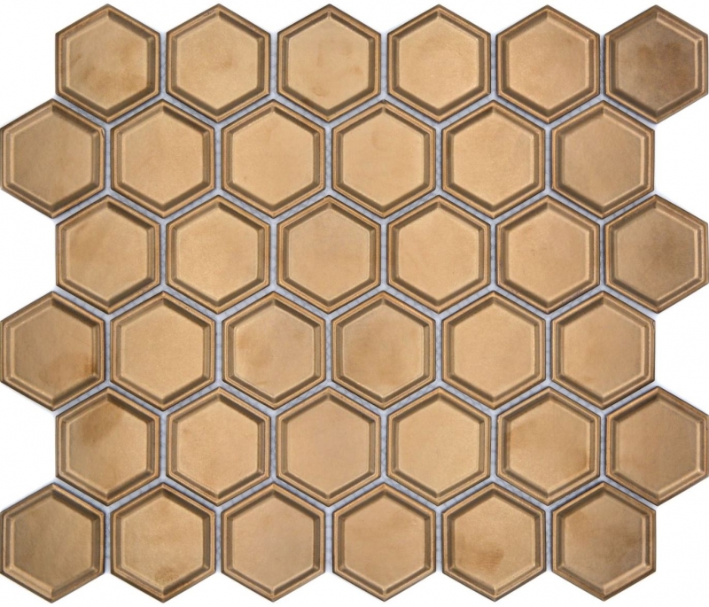 HEXAGON BRONZE HONEYCOMB / 10 mosaic tiles 14-09BR_f