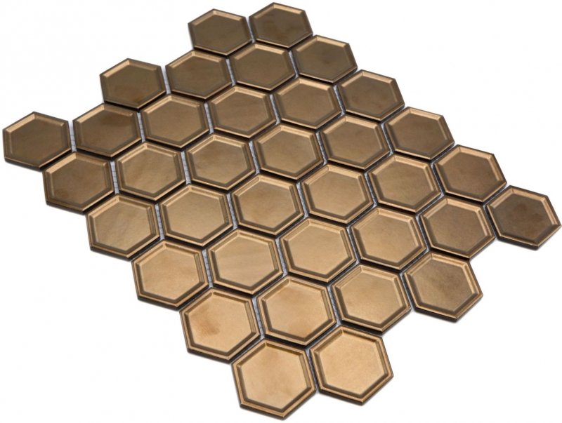 HEXAGON BRONZE HONEYCOMB / 10 mosaic tiles 14-09BR_f