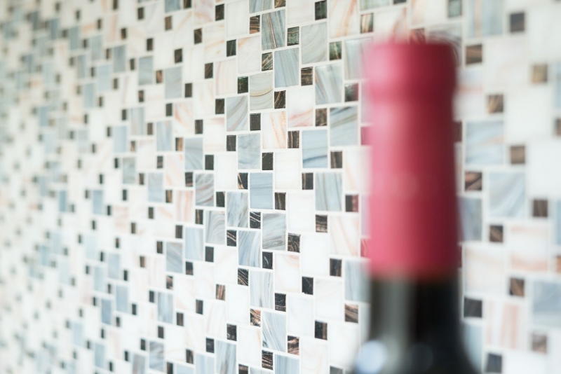 Mosaic tile glass combination Goldstar gray white MOS57-K01_f | 10 mosaic mats