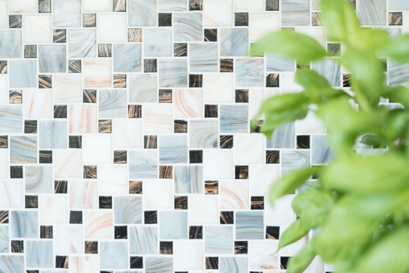 Mosaic tile glass combination Goldstar gray white MOS57-K01_f | 10 mosaic mats
