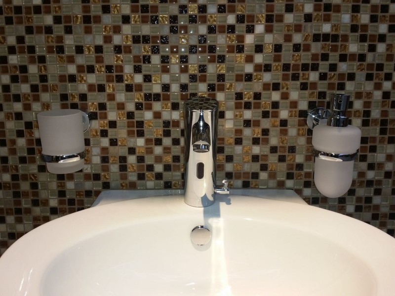 Glass mosaic natural stone mosaic tile beige brown cream ochre orange splashback kitchen - MOS92-1206