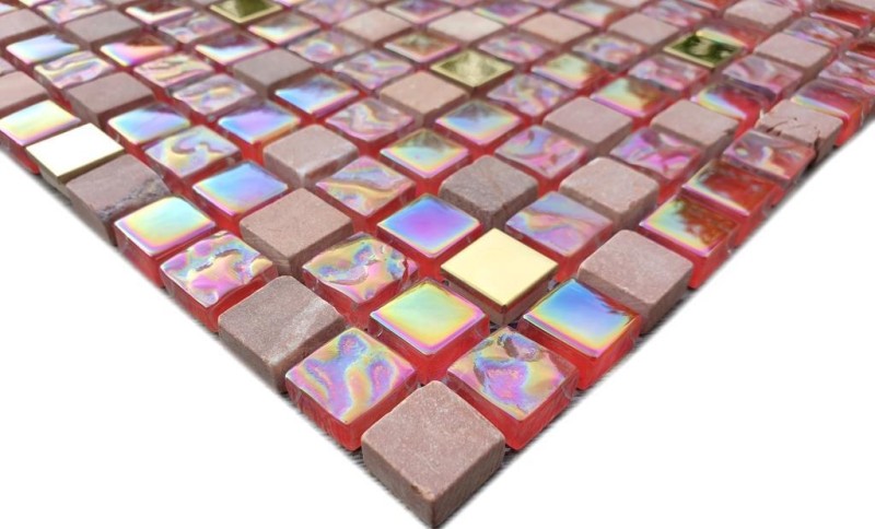 Mosaic tile Translucent red pink gold Glass mosaic Crystal stone EP red pink gold MOS92-1208