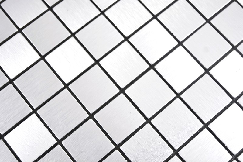 Hand pattern square Alu Silver Silk Brushed wall tile mirror MOS200-L7S_m