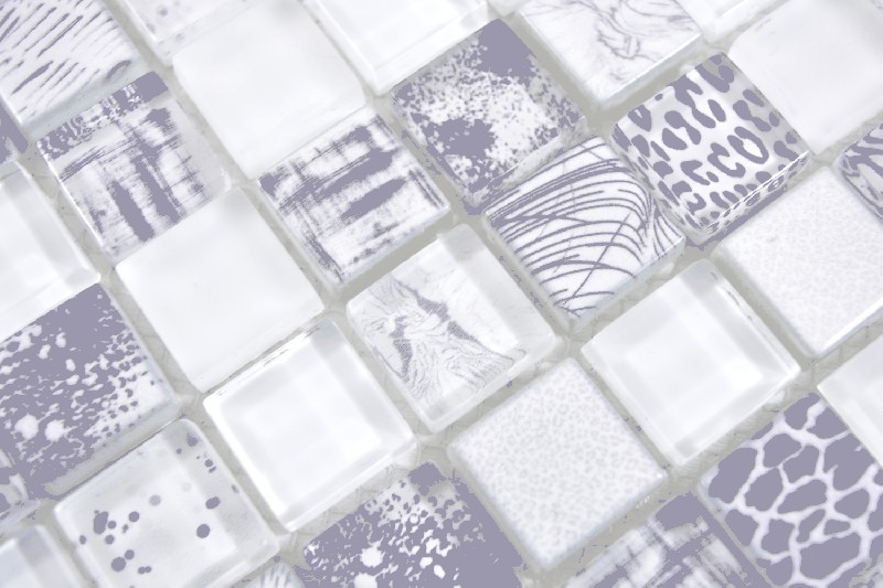 Hand sample square Crystal mix super white wall tile backsplash MOS74-0203_m