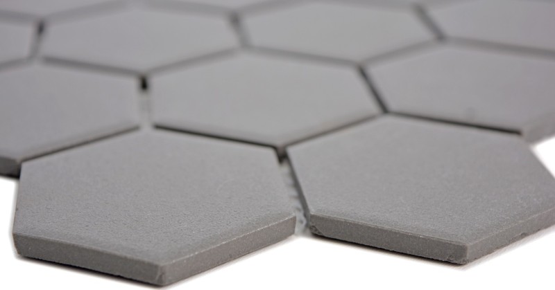Hand-painted mosaic tile ceramic hexagon dark gray unglazed MOS11B-0213-R10_m