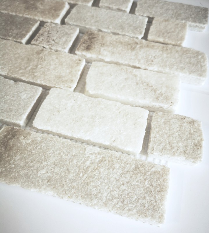 Hand sample mosaic tile slate natural stone brick white MOS34-0102_m