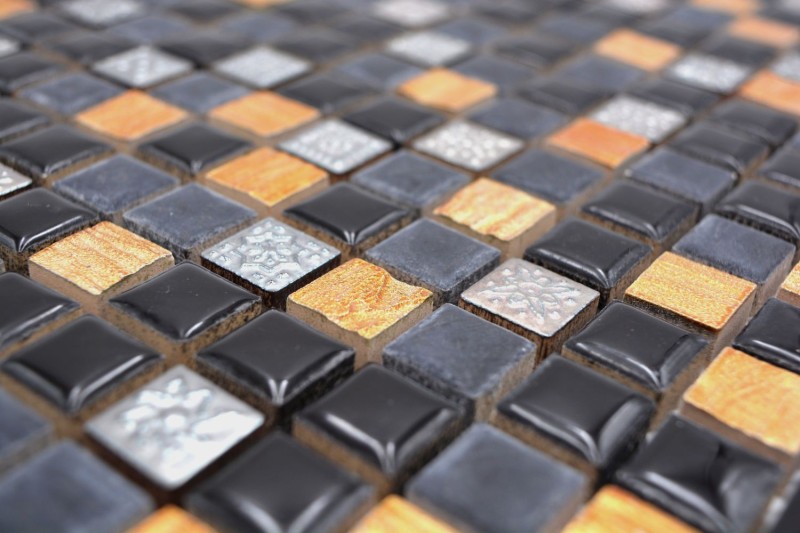 Mosaic tile Resin black copper Resin stone black copper MOS92-0301_f