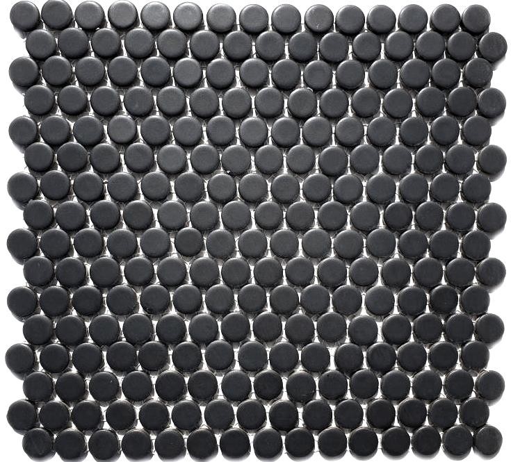 Mosaic tile ceramic button black matt MOS10-0311_f