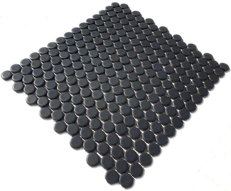 Mosaic tile ceramic button black matt MOS10-0311_f