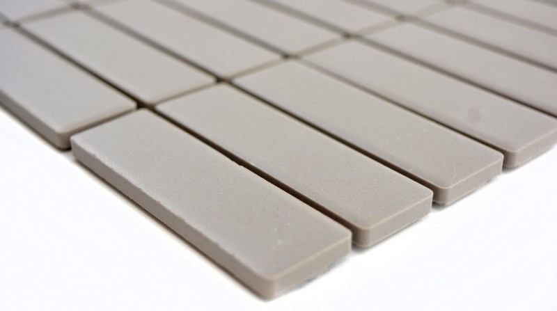 Hand-painted mosaic tile ceramic rods light gray unglazed MOS24-1202