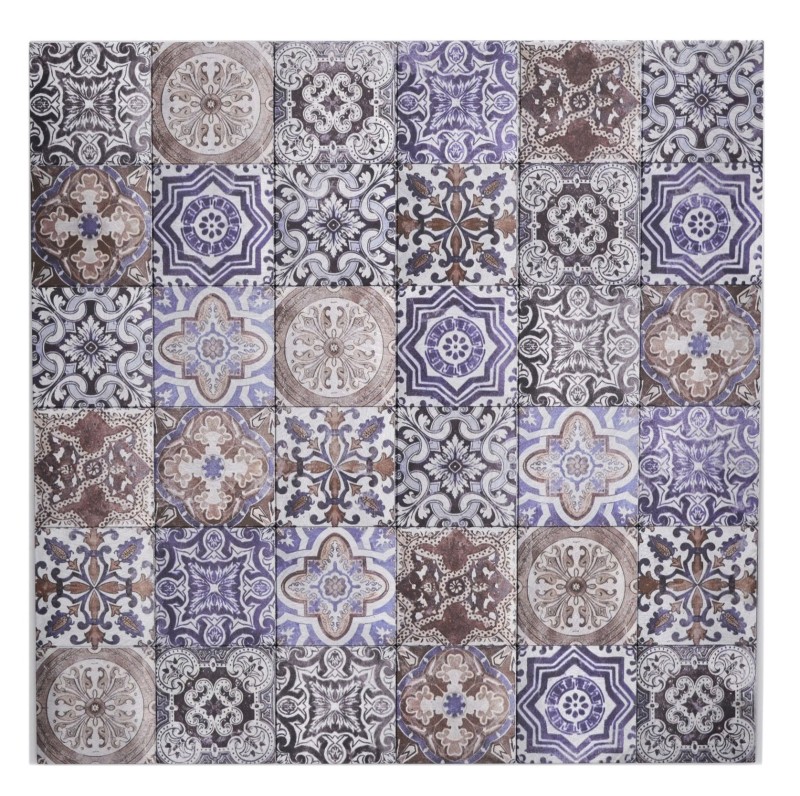 Self-adhesive mosaic mat aluminum retro look multicolored purple cream brown Africa ornament - MOS200-U03