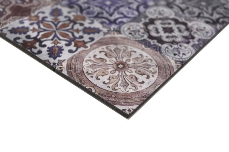 Self-adhesive mosaic mat aluminum retro look multicolored purple cream brown Africa ornament - MOS200-U03