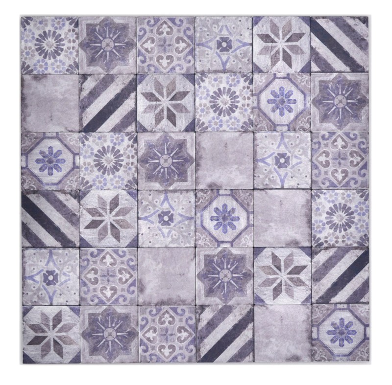 Self-adhesive mosaic mat aluminum retro look multicolored purple gray Africa ornament - MOS200-U05