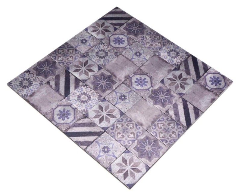 Self-adhesive mosaic mat aluminum retro look multicolored purple gray Africa ornament - MOS200-U05
