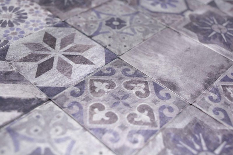Self-adhesive mosaic mat aluminum retro look multicolored purple gray Africa ornament - MOS200-U05