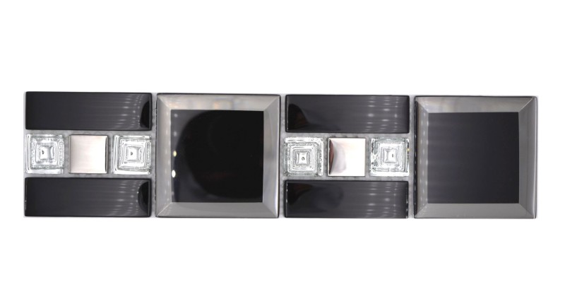 Mosaic border glass mosaic black silver modern - MOS88-S89