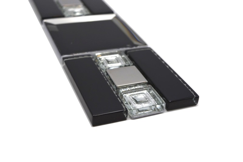 Mosaic border glass mosaic black silver modern - MOS88-S89