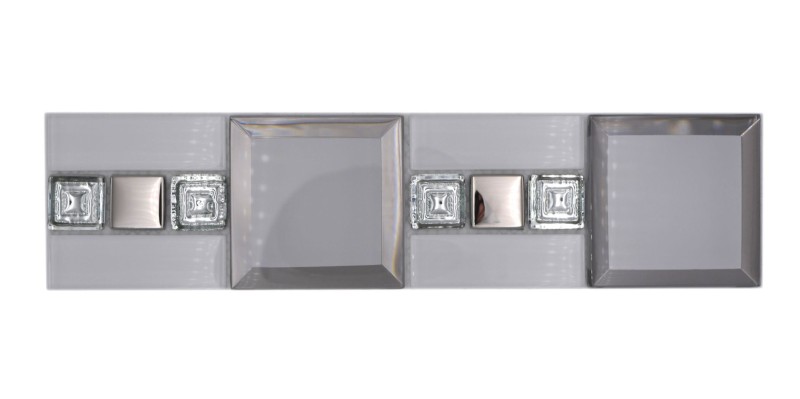 Mosaic border glass mosaic white silver modern - MOS88-S98