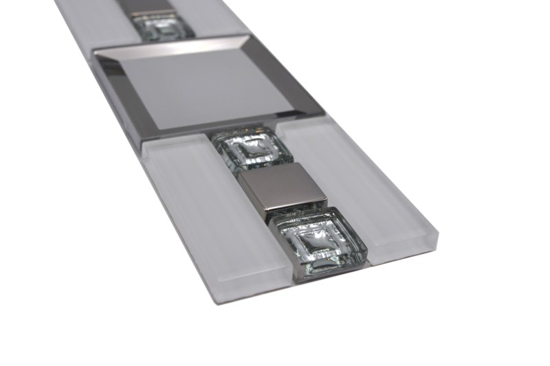 Mosaic border glass mosaic white silver modern - MOS88-S98