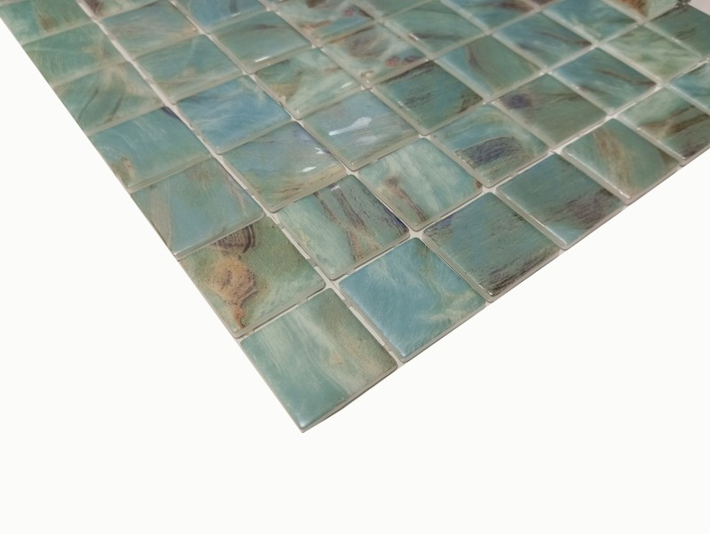 Swimming pool mosaic pool mosaic glass mosaic aquamarine shimmer green turquoise gray cream silver wall floor kitchen bathroom shower MOS220-71383U