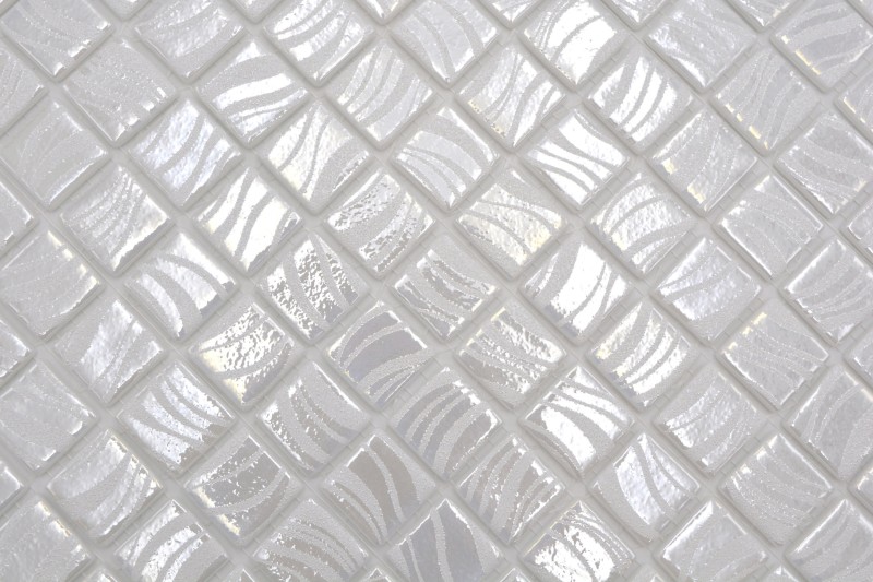 Mosaic tile pool mosaic swimming pool mosaic white cream silver gloss metallic shower wall SPAIN MOS220-78252U
