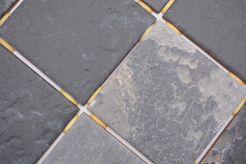 Ceramic mosaic tile Grey Anthracite Black Matt Stone effect Piastrella MOS22-BH493_f | 10 mosaic mats