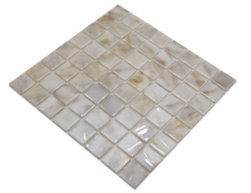 Swimming pool mosaic pool mosaic glass mosaic ivory cream beige shimmer iridescent wall floor kitchen bathroom shower MOS220-71380U_f