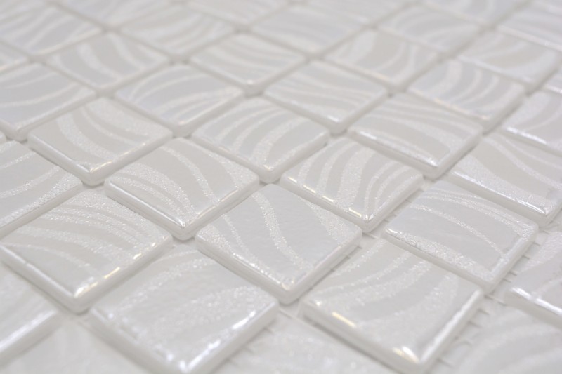 Mosaic tile pool mosaic swimming pool mosaic white cream silver gloss metallic shower wall SPAIN - MOS220-78252U_f