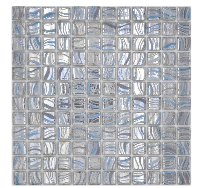 Mosaic tile pool mosaic swimming pool mosaic silver blue gold turquoise accents shower wall SPAIN - MOS220-78254U_f