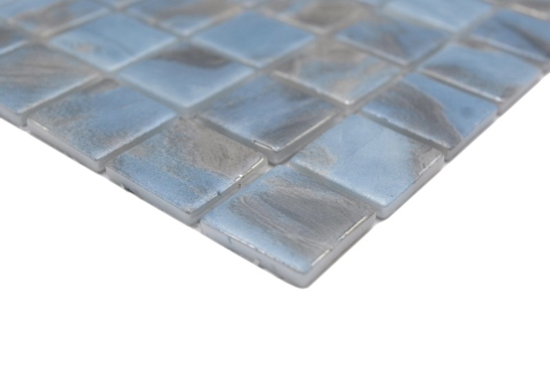 Hand-painted mosaic tile pool mosaic swimming pool mosaic light blue marbled gray cream silver shimmer shower wall SPAIN - MOS220-71252U_m