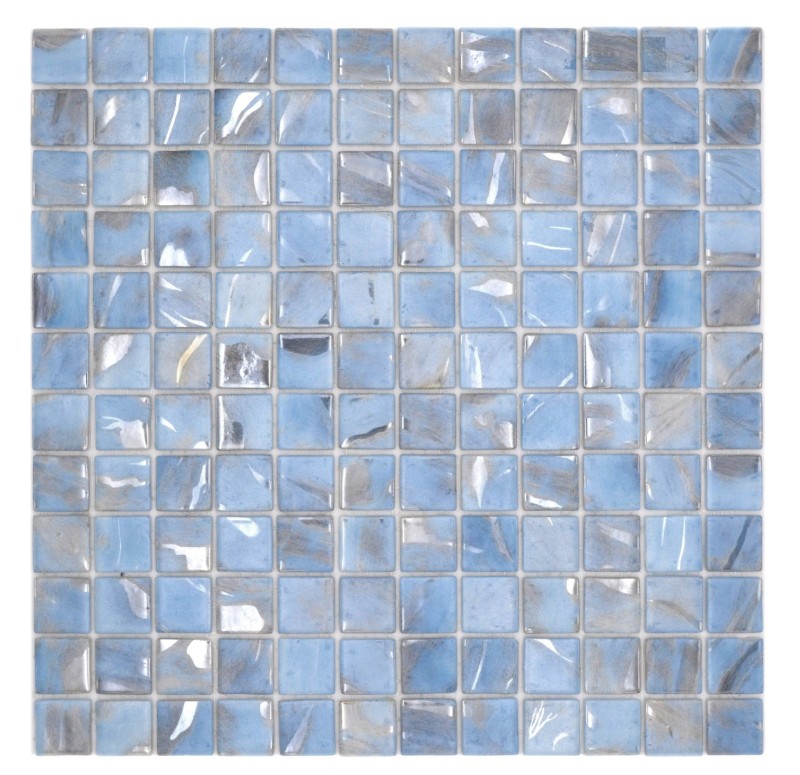 Hand-painted mosaic tile pool mosaic swimming pool mosaic light blue marbled gray cream silver shimmer shower wall SPAIN - MOS220-71252U_m