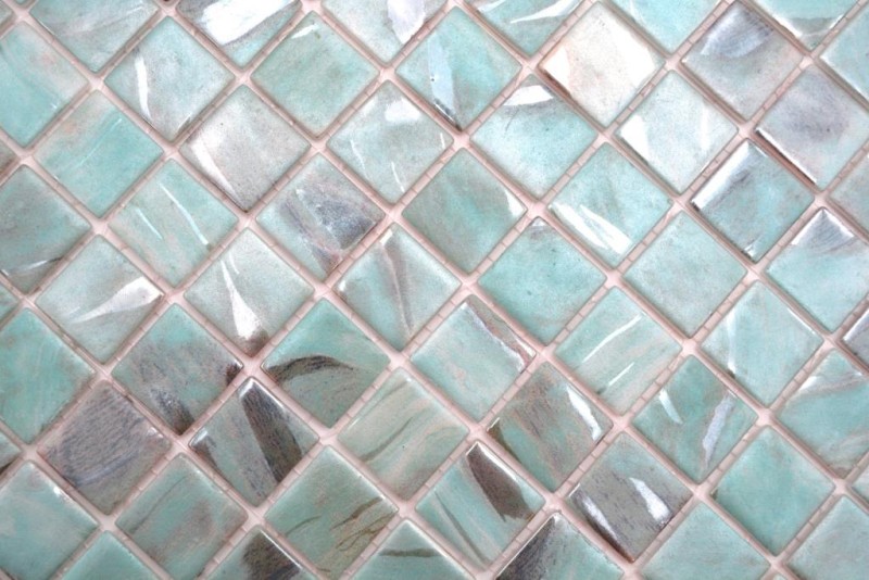 Hand-painted mosaic tile pool mosaic swimming pool mosaic turquoise blue gray cream silver shimmer shower wall SPAIN - MOS220-71253U_m