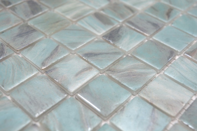 Hand-painted mosaic tile pool mosaic swimming pool mosaic turquoise blue gray cream silver shimmer shower wall SPAIN - MOS220-71253U_m