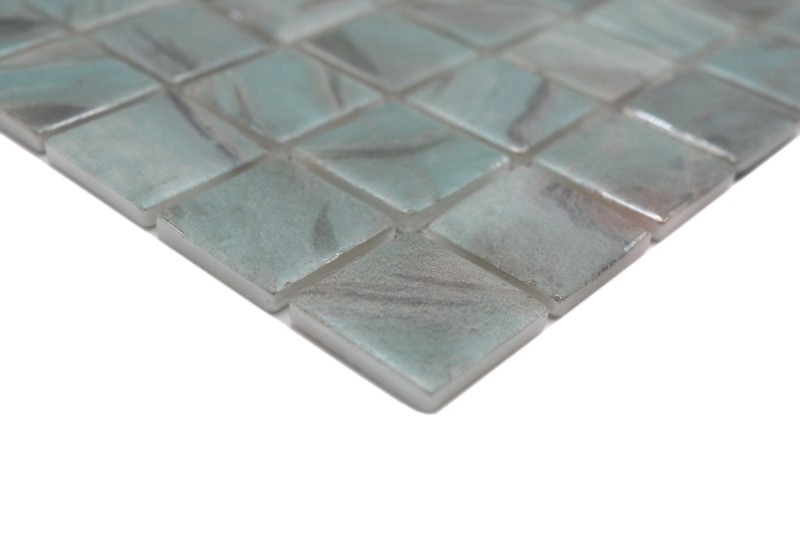 Hand-painted mosaic tile pool mosaic swimming pool mosaic turquoise blue gray cream silver shimmer shower wall SPAIN - MOS220-71253U_m