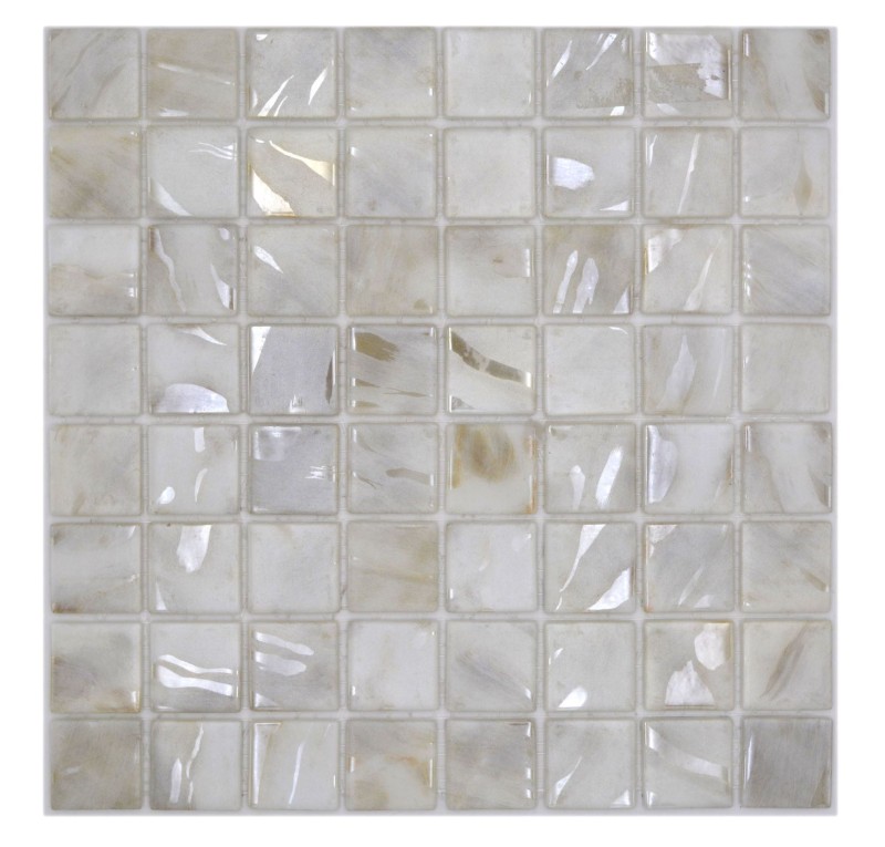 Hand-painted pool mosaic pool mosaic glass mosaic ivory cream beige shimmer iridescent wall floor kitchen bathroom shower - MOS220-71380U_m