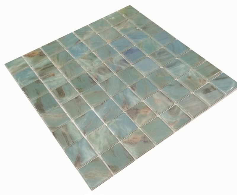 Hand pattern swimming pool mosaic pool mosaic glass mosaic aquamarine shimmer green turquoise gray cream silver wall floor kitchen bathroom shower - MOS220-71383U_m