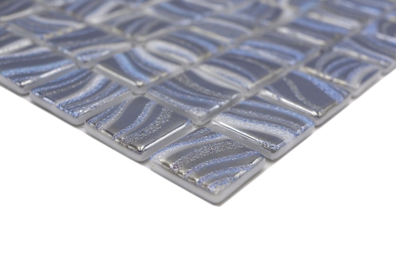 Hand pattern mosaic tile pool mosaic swimming pool mosaic silver blue shiny silver metallic shower wall SPAIN - MOS220-78250U_m