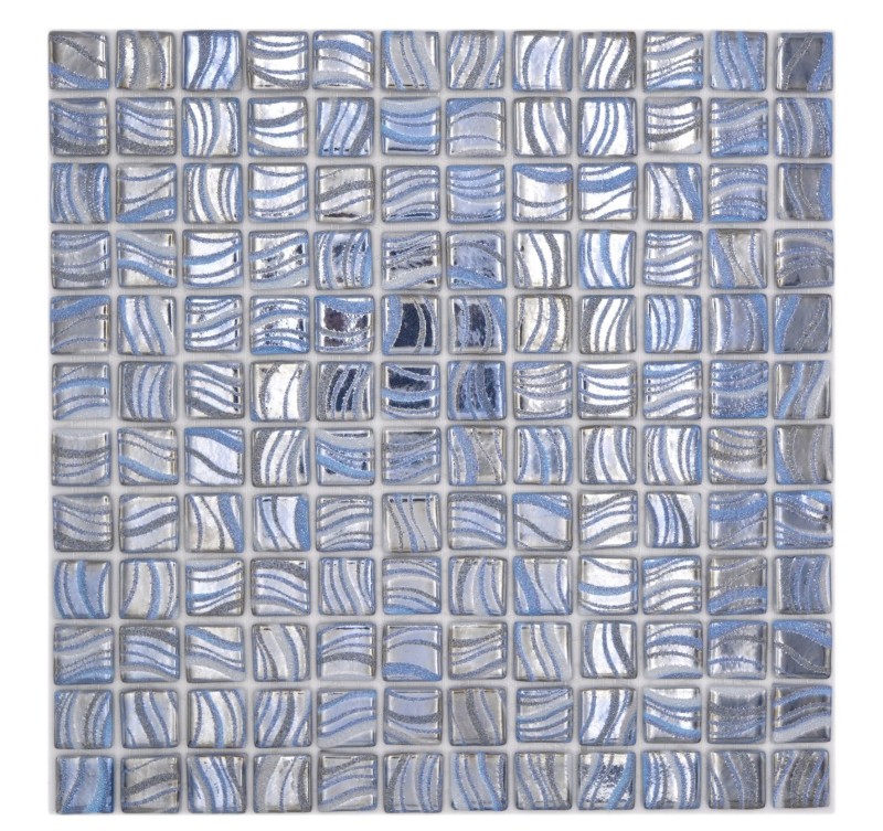 Hand pattern mosaic tile pool mosaic swimming pool mosaic silver blue shiny silver metallic shower wall SPAIN - MOS220-78250U_m