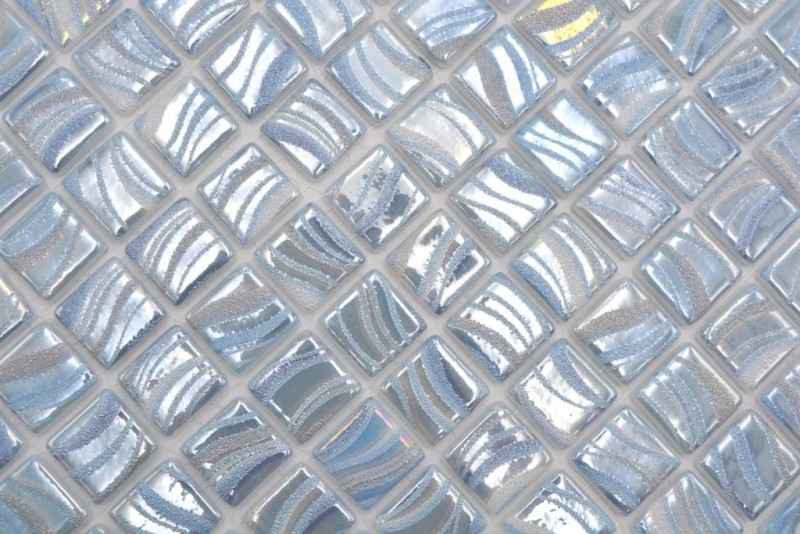 Hand pattern mosaic tile pool mosaic swimming pool mosaic light blue silver gloss metallic shower wall SPAIN - MOS220-78251U_m