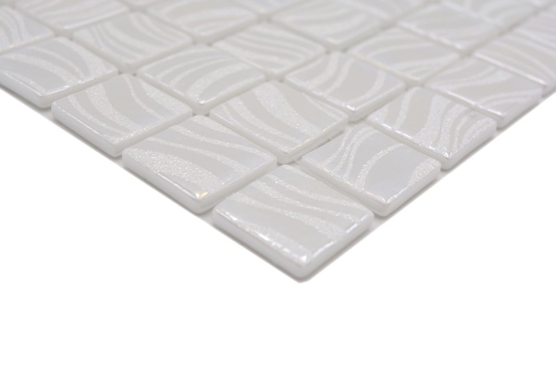 Hand sample mosaic tile pool mosaic swimming pool mosaic white cream silver gloss metallic shower wall SPAIN - MOS220-78252U_m