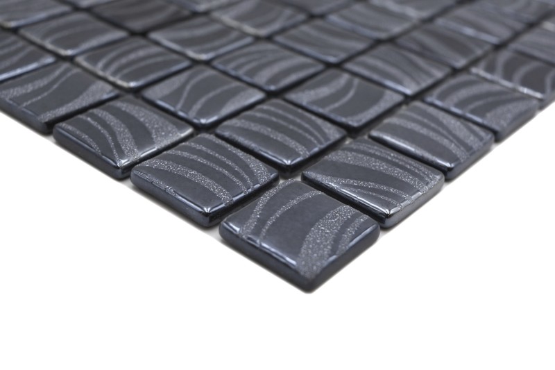 Hand-painted mosaic tile pool mosaic swimming pool mosaic black graphite silver shower wall SPAIN - MOS220-78253U_m