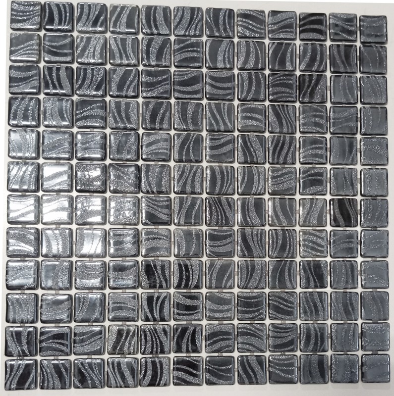 Hand-painted mosaic tile pool mosaic swimming pool mosaic black graphite silver shower wall SPAIN - MOS220-78253U_m