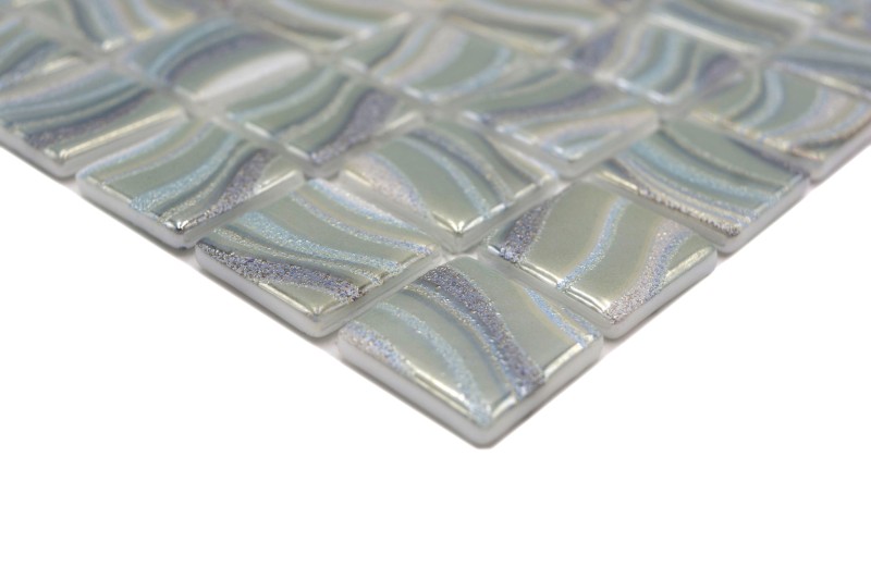 Hand sample mosaic tile pool mosaic swimming pool mosaic light greenish bluish metallic shower wall SPAIN - MOS220-78256U_m