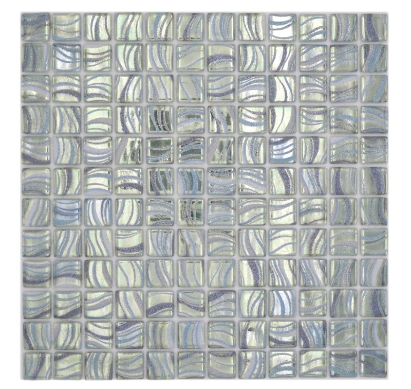 Hand sample mosaic tile pool mosaic swimming pool mosaic light greenish bluish metallic shower wall SPAIN - MOS220-78256U_m