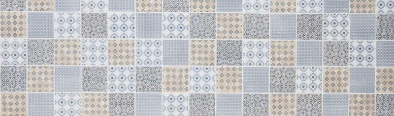 Retro vintage mosaic backsplash kitchen backsplash white blue orange gray MOS22B-1404_f | 10 mosaic mats