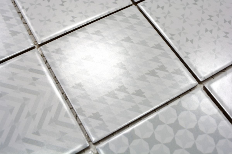 Hand pattern retro vintage mosaic tile ceramic white Geo White MOS22B-1401_m